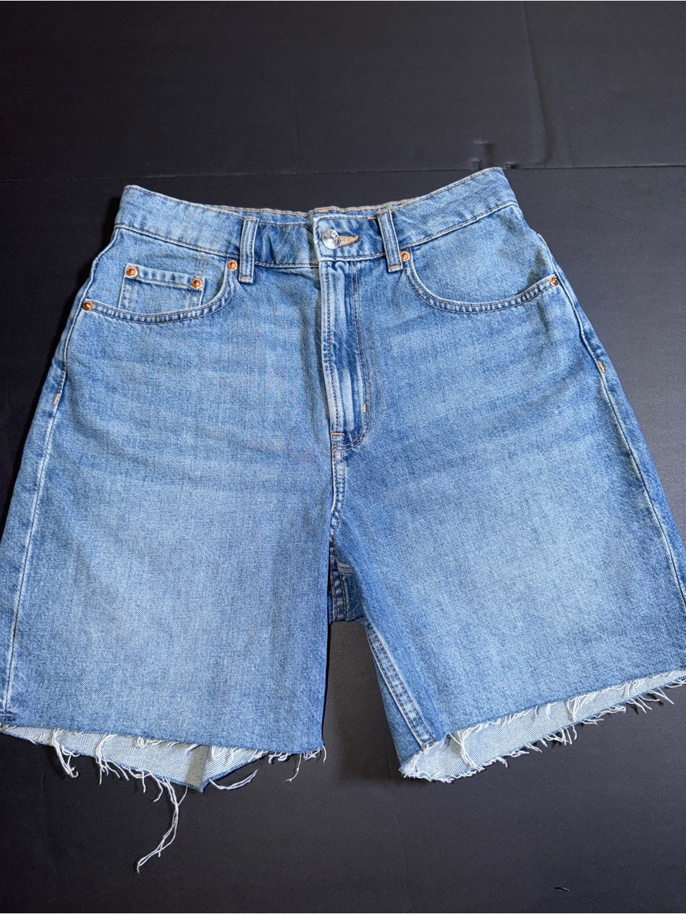 H&M Light Blue Denim Shorts with Contrast Stitching